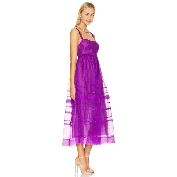 Ulla Johnson Priscilla ruffled tiered silk-organza midi dress 8 NWT $890 - Picture 4 of 15